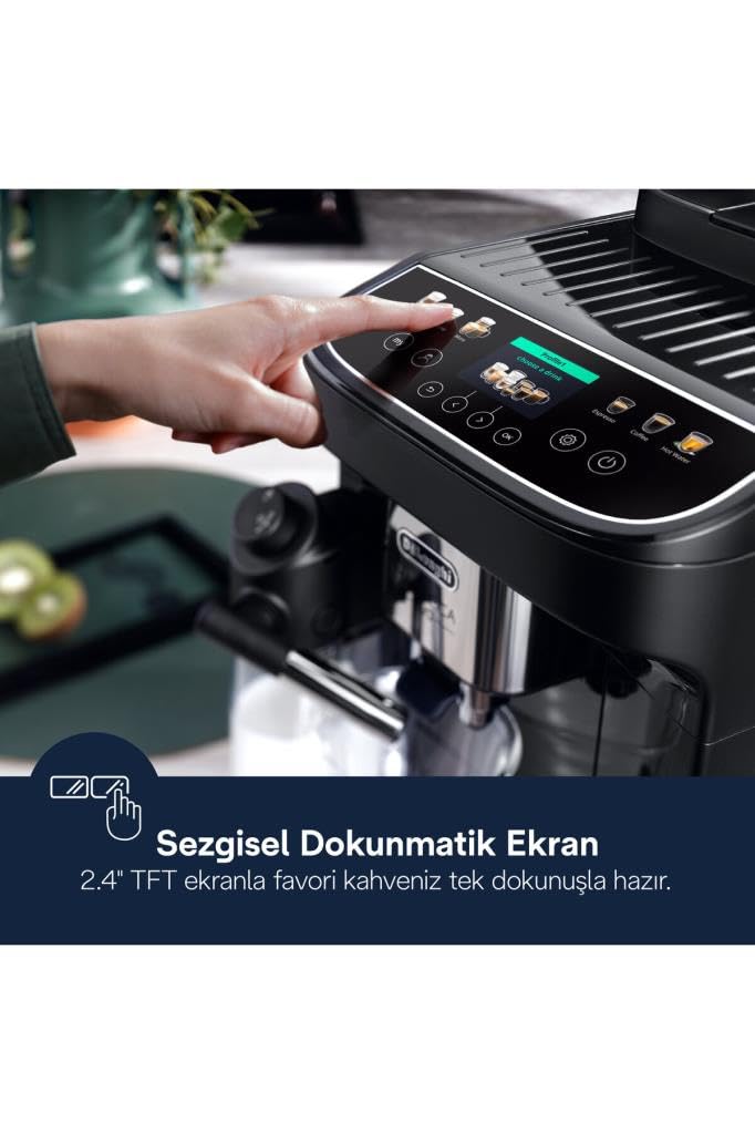 Magnifica Evo Next – Machine à Café Automatique avec Broyeur, Mousseur à Lait, Écran TFT, 10 Boissons, Noir