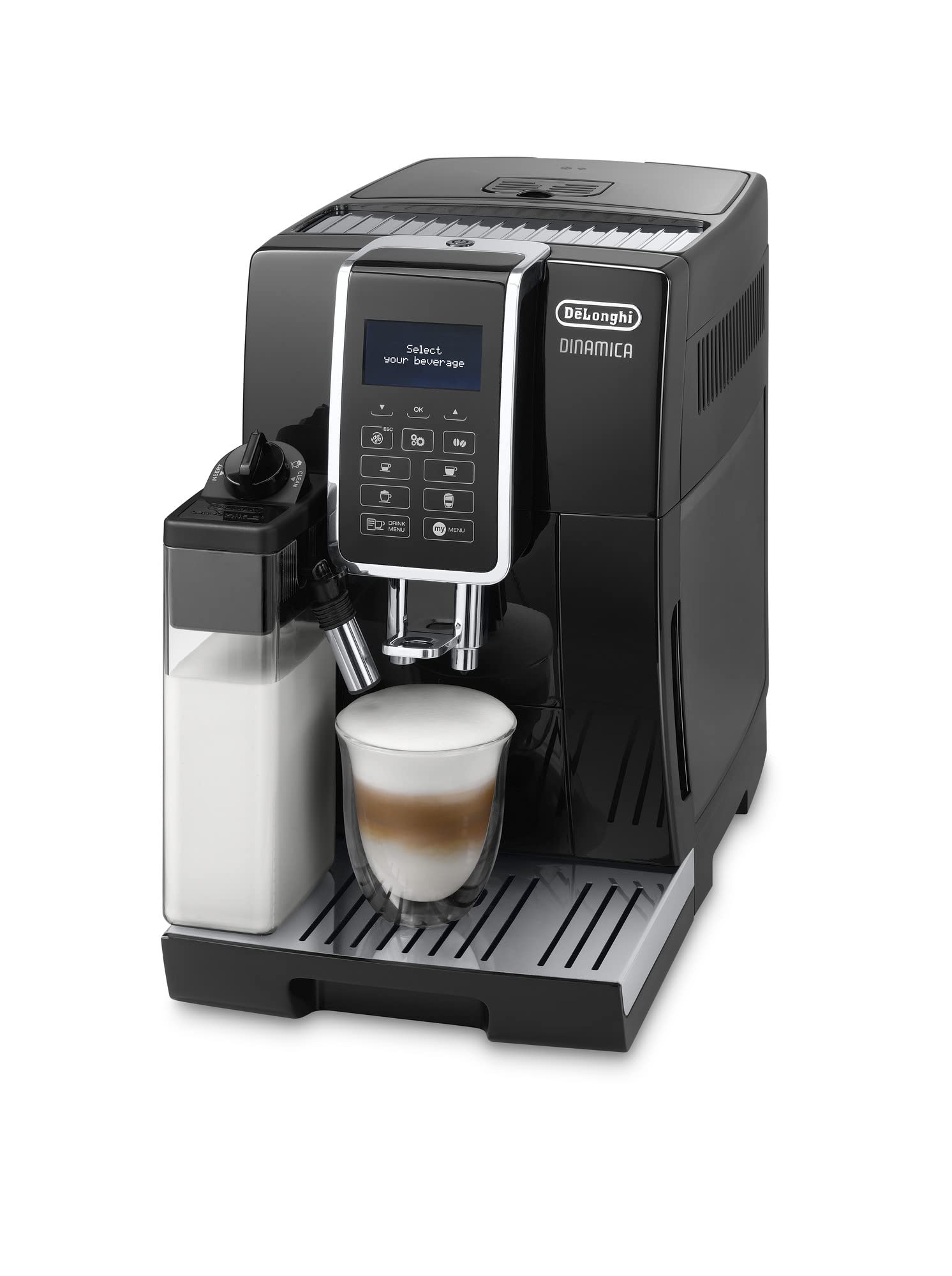 Dinamica – Machine à Café Automatique avec Broyeur, LatteCrema System, Cappuccino et Expresso, 1,8 L, Noir