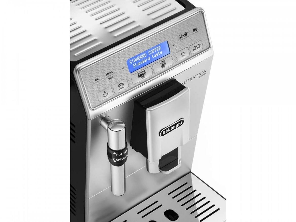 Machine à Café Automatique avec Broyeur, Mousseur à Lait, Expresso et Cappuccino, Noir et Argent