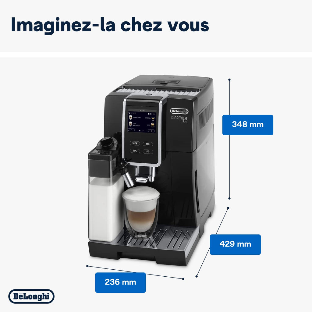 Dinamica Plus – Machine à Café Automatique avec Broyeur, LatteCrema System, Écran Tactile, 1,8 L, Noir
