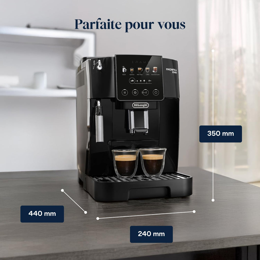 Magnifica Start Perfetto – Machine à Café Automatique avec Broyeur, Mousseur LatteCrema, Noir