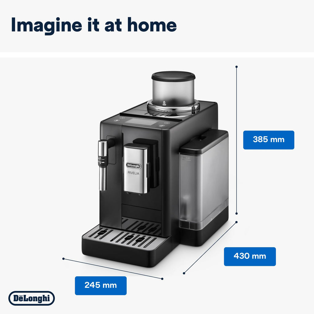 Rivelia Perfetto – Machine à Café Automatique avec Broyeur, Mousseur à Lait, Écran Tactile, 8 Boissons, Noir