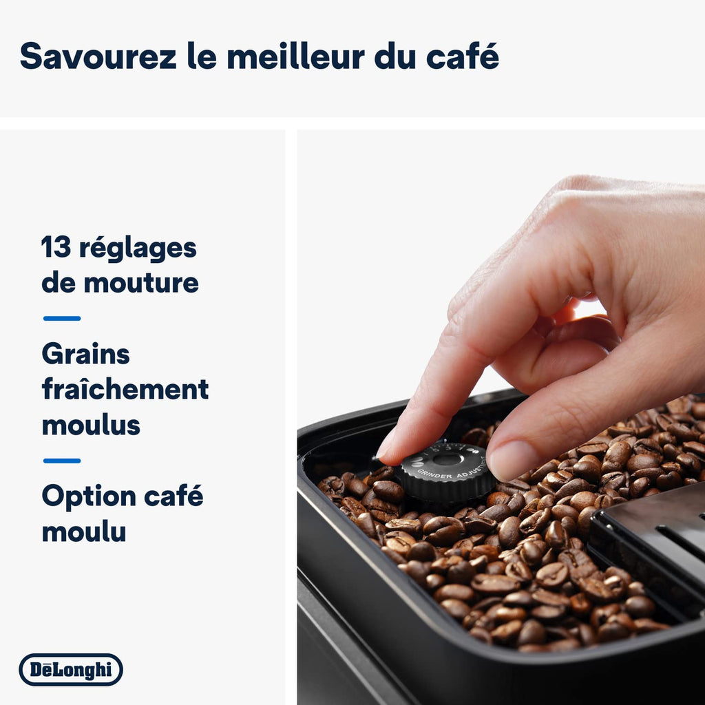 Magnifica Evo – Machine à Café Automatique avec Broyeur et LatteCrema, Cappuccino, 7 Boissons, Noir