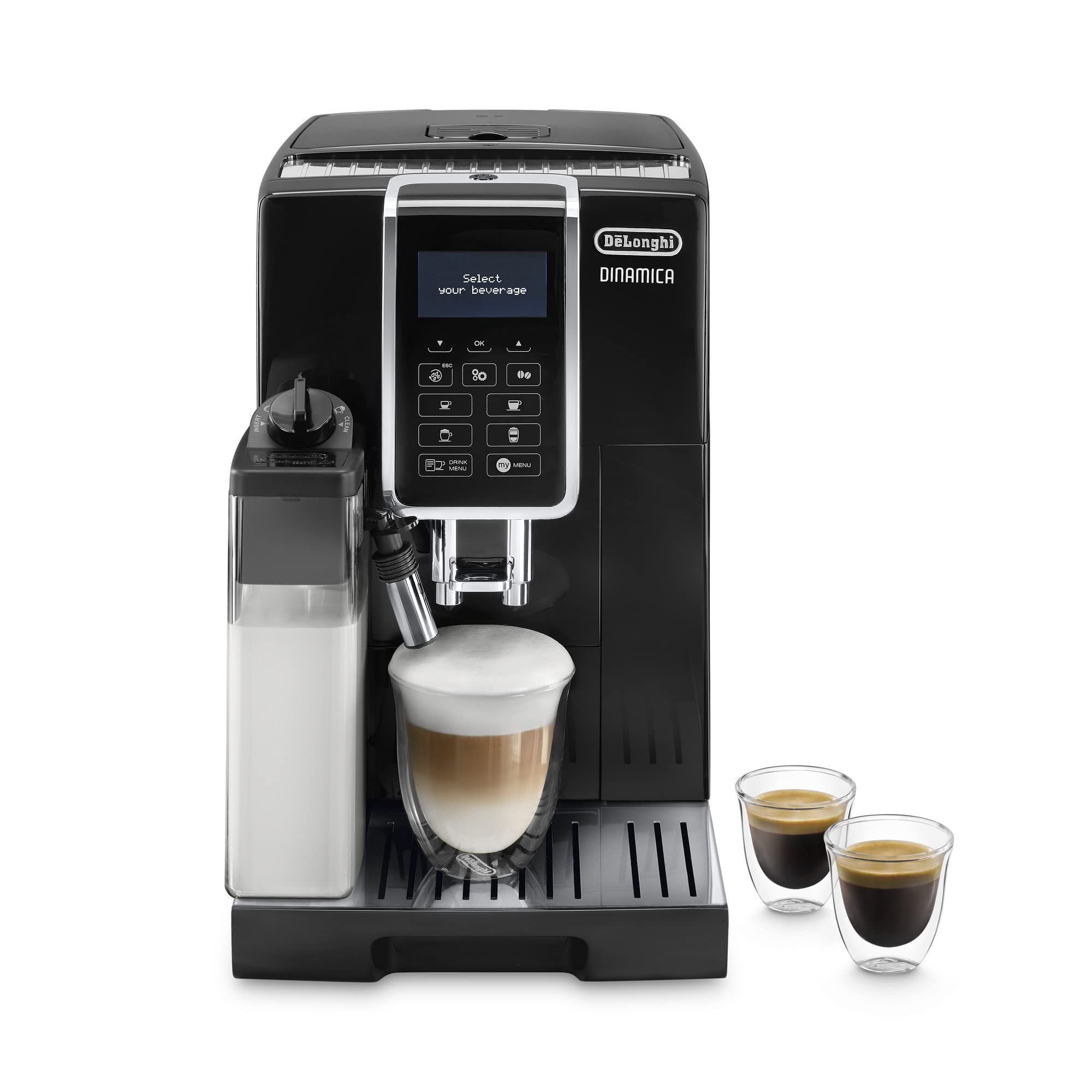 Dinamica – Machine à Café Automatique avec Broyeur, LatteCrema System, Cappuccino et Expresso, 1,8 L, Noir