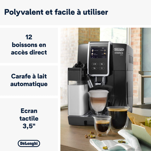 Dinamica Plus – Machine à Café Automatique avec Broyeur, LatteCrema System, Écran Tactile, 1,8 L, Noir