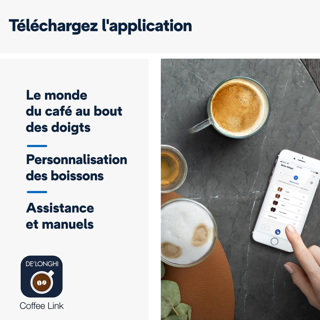 Dinamica Plus – Machine à Café Automatique avec Broyeur, LatteCrema System, Écran Tactile, 1,8 L, Noir